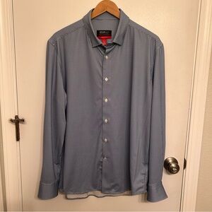 Awearness Kenneth Cole Men’s Slim Awear-Tech Long Sleeve Shirt Size Large Blue
